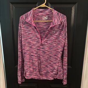 Under Armour Pink and Purple Long Sleeve Quarter-Zip Top